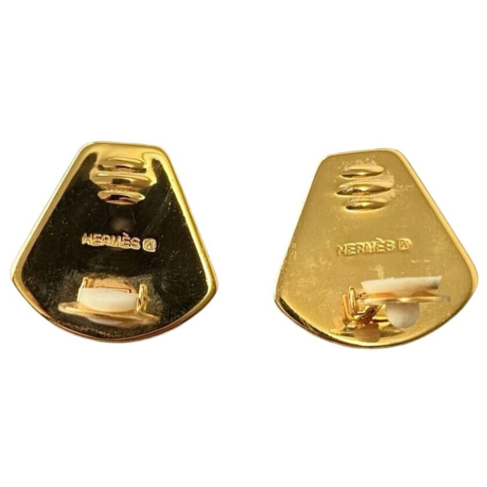 HERMES Sea Side Retreat Clip-On Earrings w/ 24k Yellow Gold Accents - Picture 5 of 7